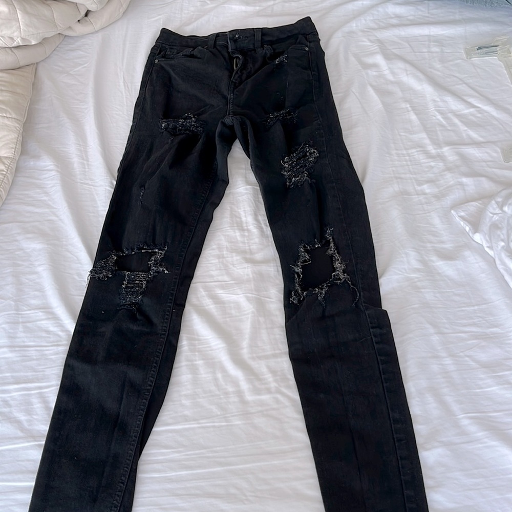 Top shop Jamie skinny ripped black jeans